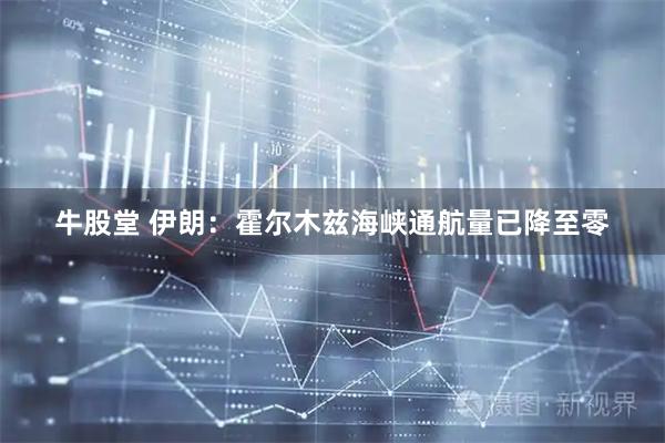 牛股堂 伊朗：霍尔木兹海峡通航量已降至零
